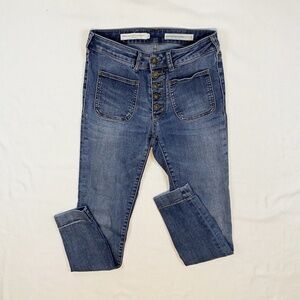 Pilcro and the Letterpress Blue Jeans Size 28 High Rise Denim Legging Button Fly